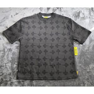 Rhyme Men’s Gray Gothic Cross Print Short Sleeve Sweatshirt Small